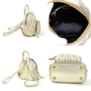 Miu Miu Gold Leather Backpack Matelass